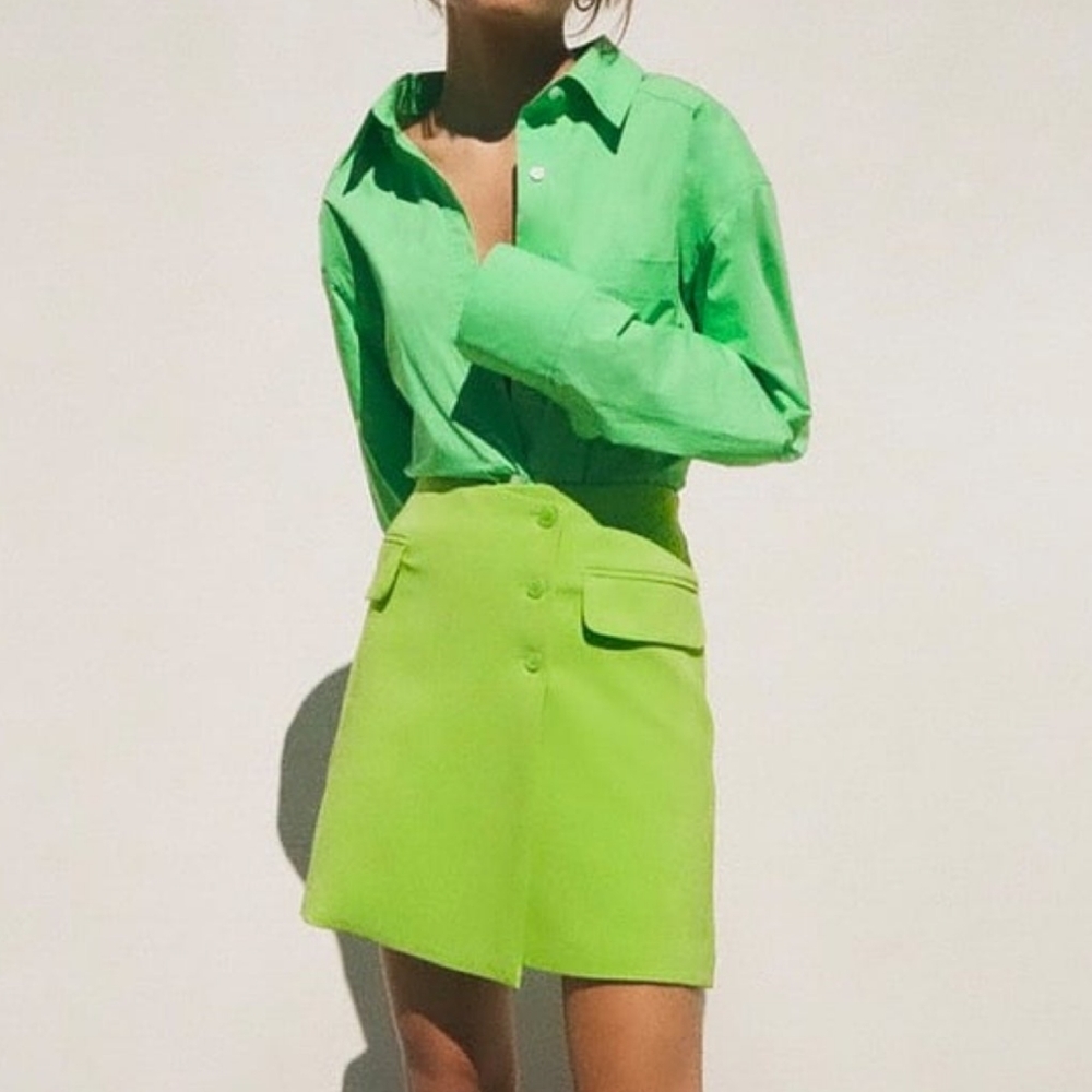 ZARA LIMITED EDITION POPLIN SHIRT WITH SHOULDER PADS